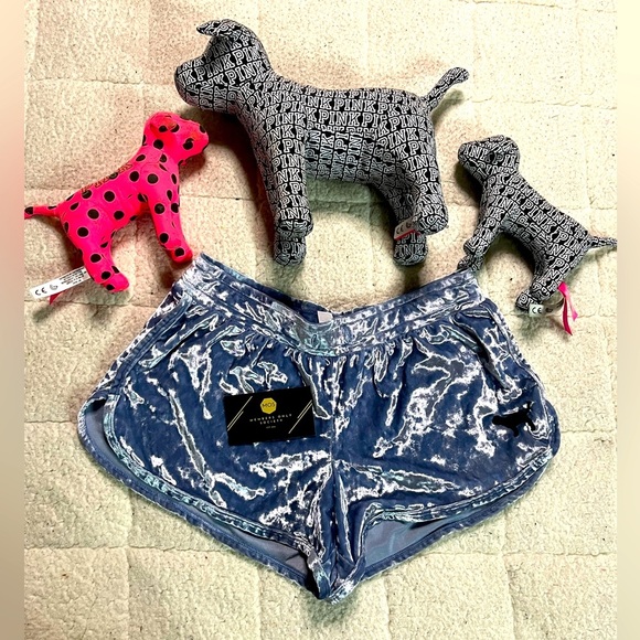 PINK Victoria's Secret Velvet Shorts in Light Blue Women's Size S - Picture 2 of 5